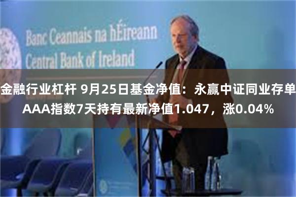 金融行业杠杆 9月25日基金净值：永赢中证同业存单AAA指数7天持有最新净值1.047，涨0.04%